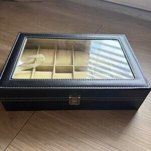 Black leather watch box with